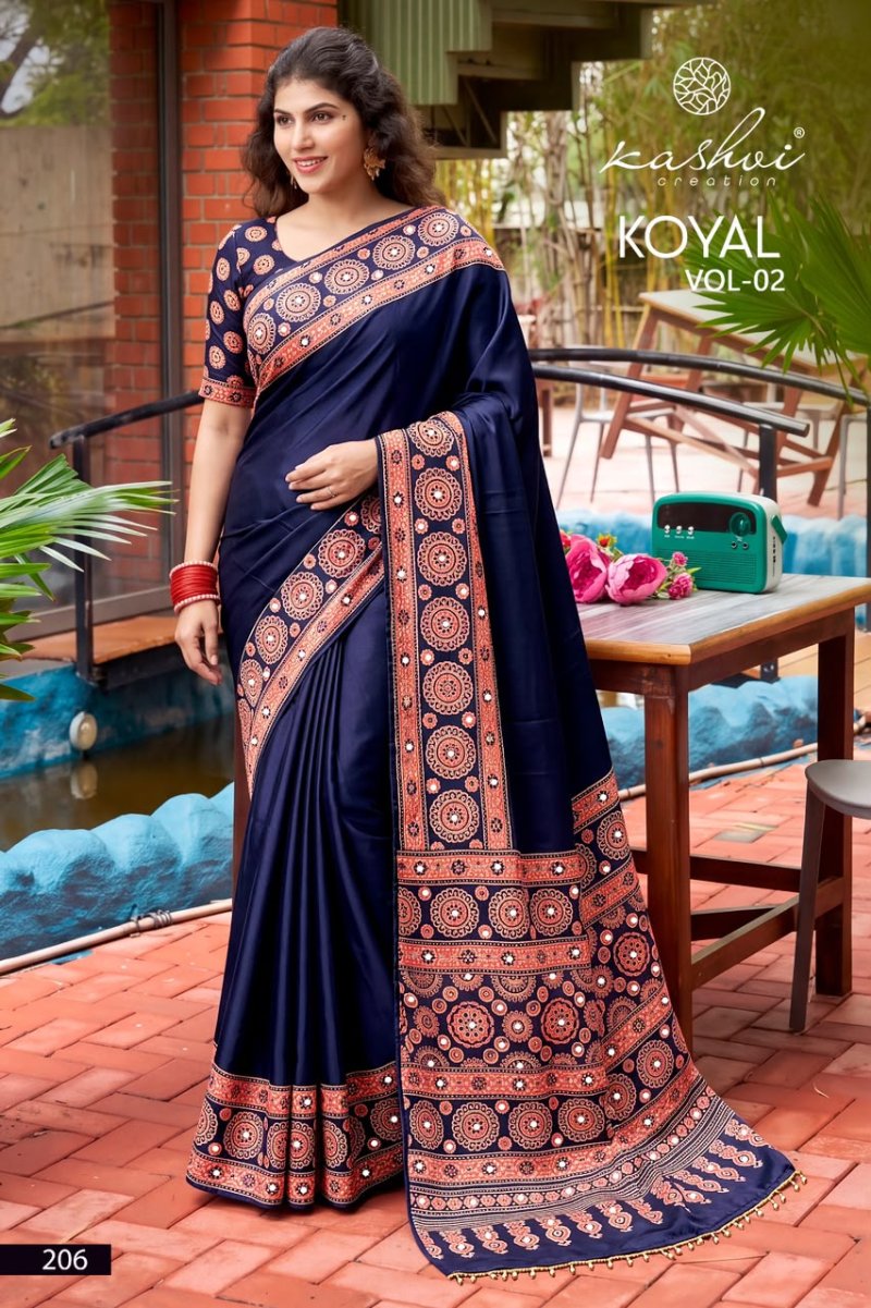 Koyal Vol 2 By Kashvi Japan Satin Mirror Work Saree 